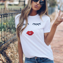 Load image into Gallery viewer, 2019 Summer Couples Lovers T-Shirt for Women Casual White Tops Tshirt Women T Shirt Love Heart Embroidery Print T-Shirt Female