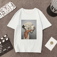 Load image into Gallery viewer, Plus Size Women Summer Vogue Print Casual T-shirt Tops Lady Flowers Feather Short Sleeve O-neck Loose Tops Tees Camisetas Mujer