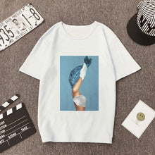 Load image into Gallery viewer, Plus Size Women Summer Vogue Print Casual T-shirt Tops Lady Flowers Feather Short Sleeve O-neck Loose Tops Tees Camisetas Mujer