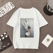 Load image into Gallery viewer, Plus Size Women Summer Vogue Print Casual T-shirt Tops Lady Flowers Feather Short Sleeve O-neck Loose Tops Tees Camisetas Mujer