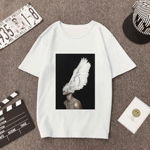 Load image into Gallery viewer, Plus Size Women Summer Vogue Print Casual T-shirt Tops Lady Flowers Feather Short Sleeve O-neck Loose Tops Tees Camisetas Mujer