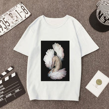 Load image into Gallery viewer, Plus Size Women Summer Vogue Print Casual T-shirt Tops Lady Flowers Feather Short Sleeve O-neck Loose Tops Tees Camisetas Mujer